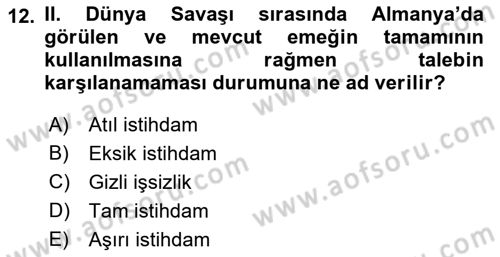 Sosyal Politika Dersi 2021 - 2022 Yılı (Vize) Ara Sınav Soruları 12. Soru