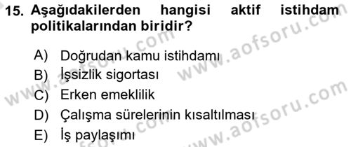 Sosyal Politika Dersi 2021 - 2022 Yılı (Vize) Ara Sınav Soruları 15. Soru