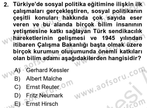Sosyal Politika Dersi 2021 - 2022 Yılı (Vize) Ara Sınav Soruları 2. Soru