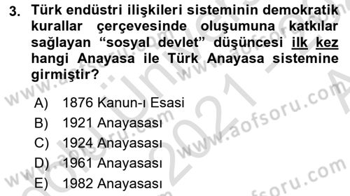 Sosyal Politika Dersi 2021 - 2022 Yılı (Vize) Ara Sınav Soruları 3. Soru