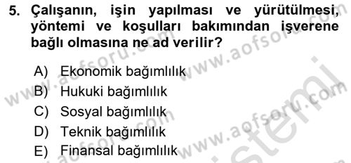 Sosyal Politika Dersi 2021 - 2022 Yılı (Vize) Ara Sınav Soruları 5. Soru