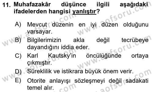 Sosyal Politika Dersi 2021 - 2022 Yılı (Final) Dönem Sonu Sınav Soruları 11. Soru