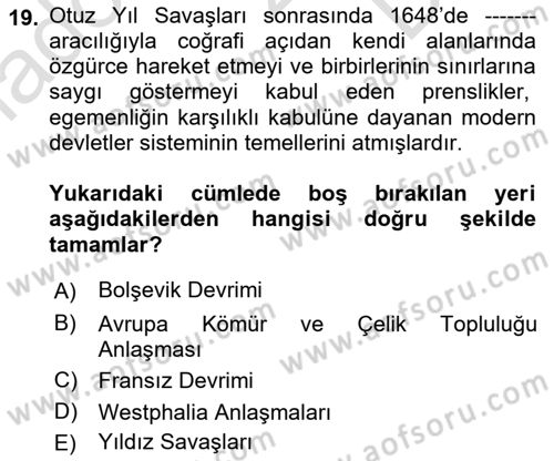 Sosyal Politika Dersi 2021 - 2022 Yılı (Final) Dönem Sonu Sınav Soruları 19. Soru