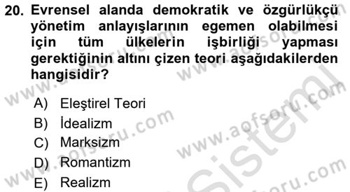 Sosyal Politika Dersi 2021 - 2022 Yılı (Final) Dönem Sonu Sınav Soruları 20. Soru