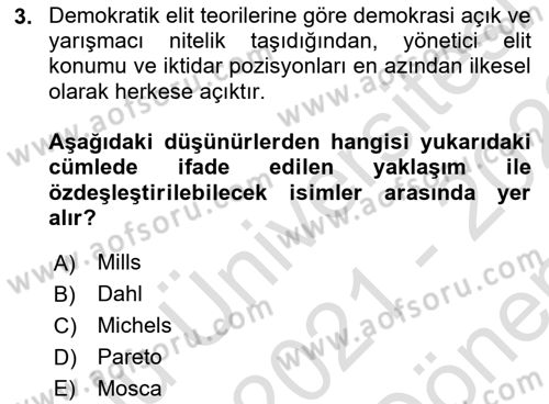 Sosyal Politika Dersi 2021 - 2022 Yılı (Final) Dönem Sonu Sınav Soruları 3. Soru