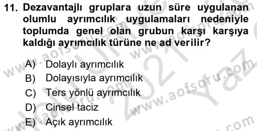 Sosyal Politika Dersi 2021 - 2022 Yılı Yaz Okulu Sınav Soruları 11. Soru