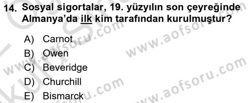 Sosyal Politika Dersi 2021 - 2022 Yılı Yaz Okulu Sınav Soruları 14. Soru