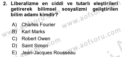 Sosyal Politika Dersi 2021 - 2022 Yılı Yaz Okulu Sınav Soruları 2. Soru