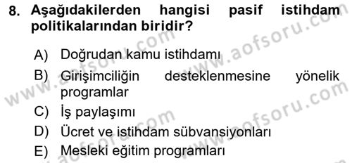 Sosyal Politika Dersi 2021 - 2022 Yılı Yaz Okulu Sınav Soruları 8. Soru