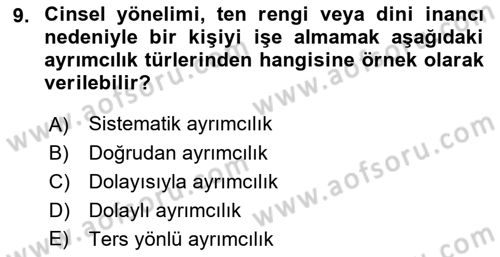 Sosyal Politika Dersi 2021 - 2022 Yılı Yaz Okulu Sınav Soruları 9. Soru