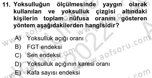 Sosyal Politika Dersi 2022 - 2023 Yılı (Vize) Ara Sınav Soruları 11. Soru