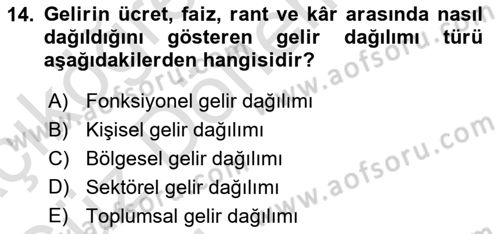 Sosyal Politika Dersi 2022 - 2023 Yılı (Vize) Ara Sınav Soruları 14. Soru