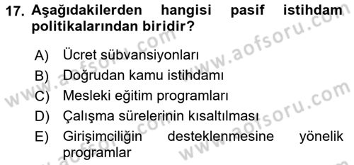 Sosyal Politika Dersi 2022 - 2023 Yılı (Vize) Ara Sınav Soruları 17. Soru