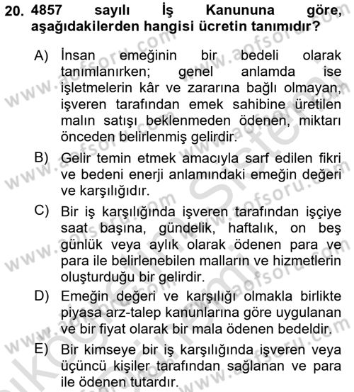 Sosyal Politika Dersi 2022 - 2023 Yılı (Vize) Ara Sınav Soruları 20. Soru
