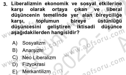 Sosyal Politika Dersi 2022 - 2023 Yılı (Vize) Ara Sınav Soruları 3. Soru