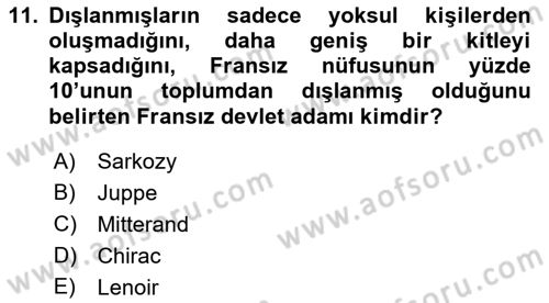 Sosyal Politika Dersi 2022 - 2023 Yılı (Final) Dönem Sonu Sınav Soruları 11. Soru