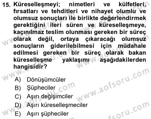 Sosyal Politika Dersi 2022 - 2023 Yılı (Final) Dönem Sonu Sınav Soruları 15. Soru