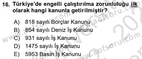 Sosyal Politika Dersi 2022 - 2023 Yılı (Final) Dönem Sonu Sınav Soruları 16. Soru