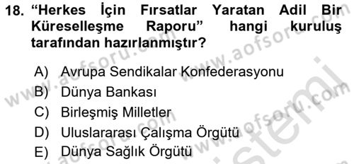 Sosyal Politika Dersi 2022 - 2023 Yılı (Final) Dönem Sonu Sınav Soruları 18. Soru