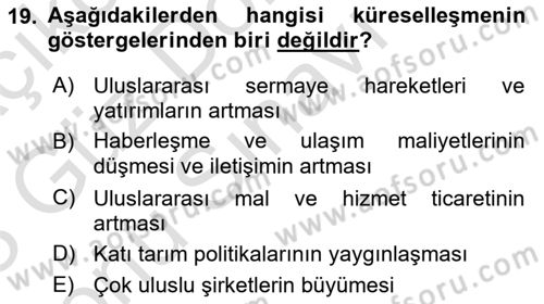 Sosyal Politika Dersi 2022 - 2023 Yılı (Final) Dönem Sonu Sınav Soruları 19. Soru