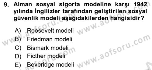 Sosyal Politika Dersi 2022 - 2023 Yılı (Final) Dönem Sonu Sınav Soruları 9. Soru