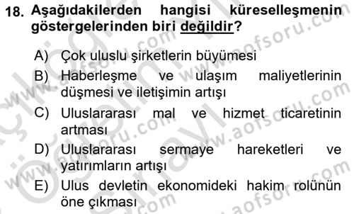 Sosyal Politika Dersi 2022 - 2023 Yılı Yaz Okulu Sınav Soruları 18. Soru