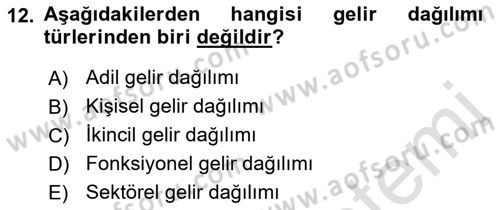 Sosyal Politika Dersi 2023 - 2024 Yılı (Vize) Ara Sınav Soruları 12. Soru