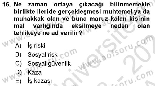 Sosyal Politika Dersi 2023 - 2024 Yılı (Vize) Ara Sınav Soruları 16. Soru