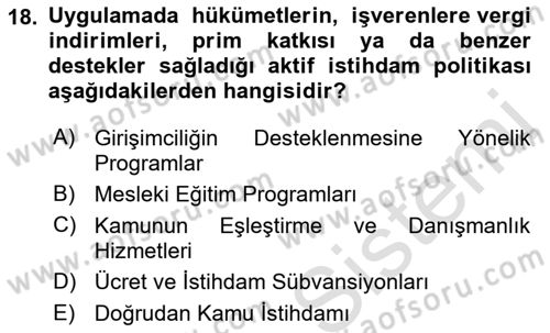 Sosyal Politika Dersi 2023 - 2024 Yılı (Vize) Ara Sınav Soruları 18. Soru