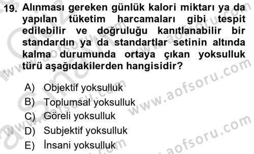 Sosyal Politika Dersi 2023 - 2024 Yılı (Vize) Ara Sınav Soruları 19. Soru