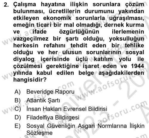 Sosyal Politika Dersi 2023 - 2024 Yılı (Vize) Ara Sınav Soruları 2. Soru