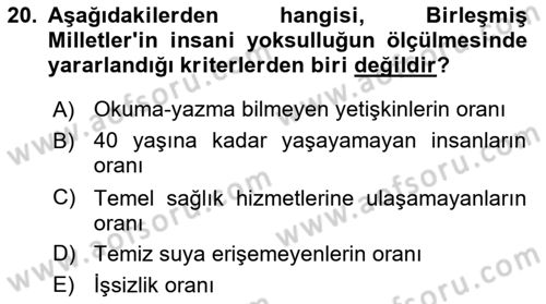 Sosyal Politika Dersi 2023 - 2024 Yılı (Vize) Ara Sınav Soruları 20. Soru