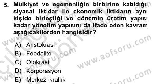 Sosyal Politika Dersi 2023 - 2024 Yılı (Vize) Ara Sınav Soruları 5. Soru