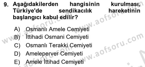 Sosyal Politika Dersi 2023 - 2024 Yılı (Vize) Ara Sınav Soruları 9. Soru