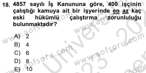 Sosyal Politika Dersi 2023 - 2024 Yılı (Final) Dönem Sonu Sınav Soruları 18. Soru