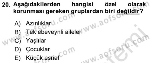 Sosyal Politika Dersi 2023 - 2024 Yılı (Final) Dönem Sonu Sınav Soruları 20. Soru