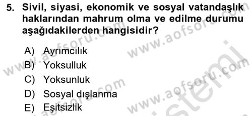 Sosyal Politika Dersi 2023 - 2024 Yılı (Final) Dönem Sonu Sınav Soruları 5. Soru