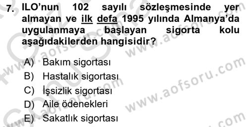 Sosyal Politika Dersi 2023 - 2024 Yılı (Final) Dönem Sonu Sınav Soruları 7. Soru