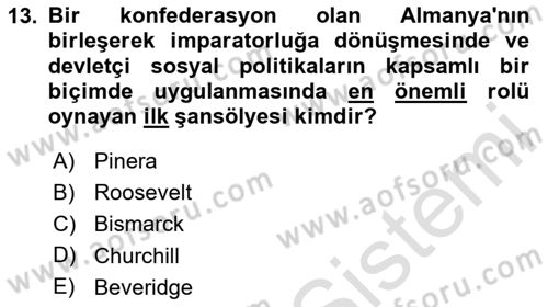 Sosyal Politika Dersi 2023 - 2024 Yılı Yaz Okulu Sınav Soruları 13. Soru