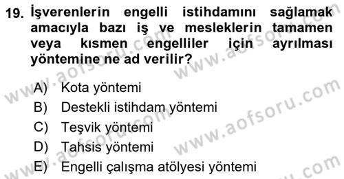Sosyal Politika Dersi 2023 - 2024 Yılı Yaz Okulu Sınav Soruları 19. Soru