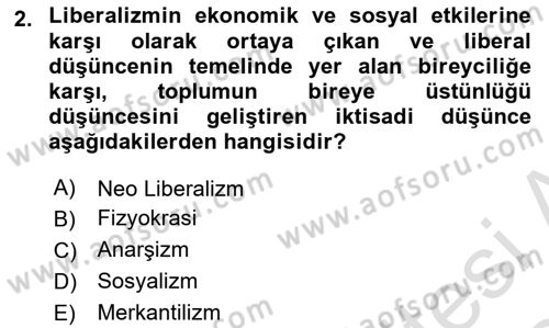 Sosyal Politika Dersi 2023 - 2024 Yılı Yaz Okulu Sınav Soruları 2. Soru