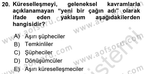 Sosyal Politika Dersi 2023 - 2024 Yılı Yaz Okulu Sınav Soruları 20. Soru