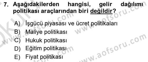 Sosyal Politika Dersi 2023 - 2024 Yılı Yaz Okulu Sınav Soruları 7. Soru