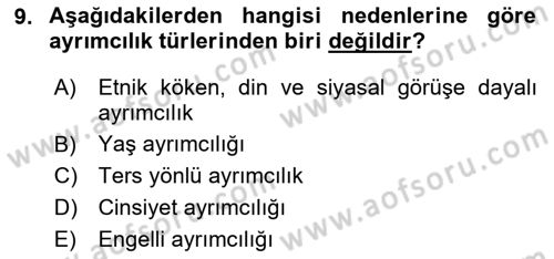 Sosyal Politika Dersi 2023 - 2024 Yılı Yaz Okulu Sınav Soruları 9. Soru