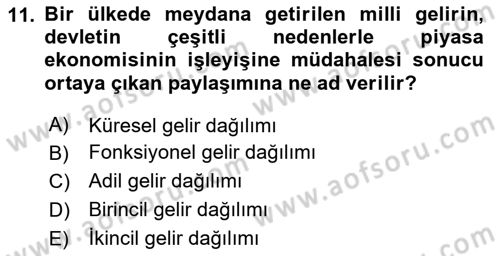 Sosyal Politika Dersi 2024 - 2025 Yılı (Vize) Ara Sınav Soruları 11. Soru