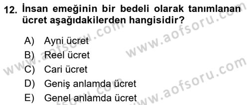 Sosyal Politika Dersi 2024 - 2025 Yılı (Vize) Ara Sınav Soruları 12. Soru
