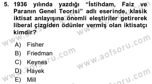 Sosyal Politika Dersi 2024 - 2025 Yılı (Vize) Ara Sınav Soruları 5. Soru