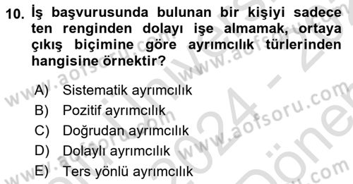 Sosyal Politika Dersi 2024 - 2025 Yılı (Final) Dönem Sonu Sınav Soruları 10. Soru