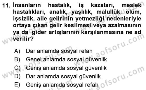 Sosyal Politika Dersi 2024 - 2025 Yılı (Final) Dönem Sonu Sınav Soruları 11. Soru