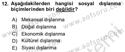 Sosyal Politika Dersi 2024 - 2025 Yılı (Final) Dönem Sonu Sınav Soruları 12. Soru